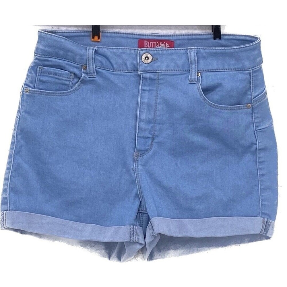 Wax Jean Butt I Love You High Rise Denim Shorts Size Large Light Wash Waist 28